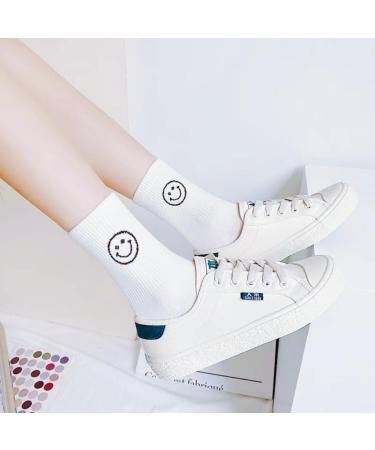 Shop Akamas 5 Couple Women's Cotton Socks - Funny Smiling Face Pattern Breathable Sports & Fashion Ankle Socks Soft Warm Knitting Gifts (Black/White/Gray) Sizes 35-41 | International Shipping Available - Buy Online on GoSupps.com