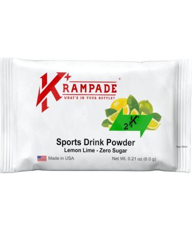 Krampade Original 2K Zero Sugar - 2000 mg Potassium Electrolyte Powder Drink Mix | Cramp Relief - Hydration - Increased Performance (Zero Sugar Lemon-Lime 20 Single Serving Packets) Zero Sugar Lemon-Lime 0.21 Ounce (Pack of 20)