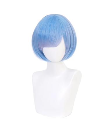 HIROAKIYA Rem Wig Re Zero Rem Cosplay Wig with Wig Cap Blue Short Bob Cosplay Anime