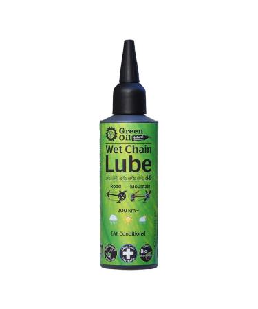 GREEN OIL Cycle Chain Lube, 100 ml, Suited for All Bikes, Wet & Dry Conditions, Biodegradable, Natural, Eco Friendly, Skin Safe, Free of PTFE PFOA Palm Oil Petroleum, Award-Winning Lube, Made in UK Single