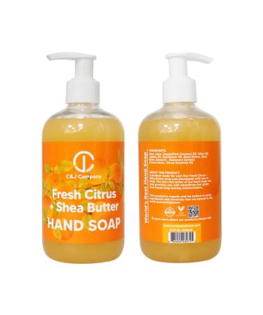 C&J Company Shea Butter Hand Soap - Fresh Citrus Moisturizing Wash - All Natural & Alcohol-Free - 12oz - Buy Online on GoSupps.com