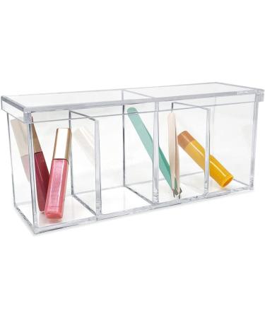 Isaac Jacobs 4-Compartment Clear Acrylic Organizer with Lid (9â L x 3â W x 4â H)  Makeup Brush Holder  Sectional Tray  Storage Solution for Makeup  Crafts  Office Supplies & More (1  Clear) - Buy Online on GoSupps.com