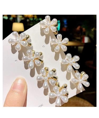 14 Pcs Mini Pearl Hair Claw Clips with Flower Design - Sweet Artificial Bangs Clips for Women & Girls - Buy Online on GoSupps.com