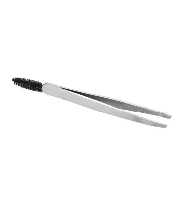 Eyebrow Tweezers with Slanted Tip and Eyebrow Brush Stainless Steel Eyebrow Remover for False Eyelashes and Makeup