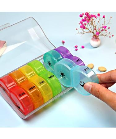 Weekly AM/PM Pill Box - Daily Organizer for Fish Oil Vitamins & Supplements | BPA-Free Dust-Proof | Colorful Rainbow Design - Buy Online on GoSupps.com