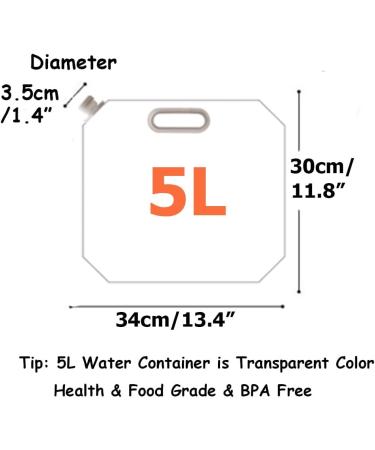 Supant Collapsible Emergency Water Jug Container Bag - 4 Pack, 1.3 Gallon BPA Free Freezable Water Carrier for Camping, Sports, and Outdoor Activities - Buy Online on GoSupps.com