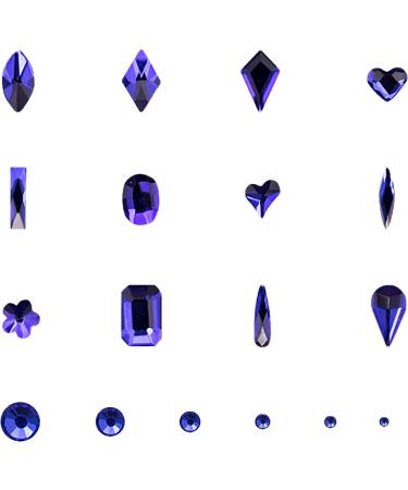 3120Pcs Nail Art Rhinestones Kit - Multi-Shapes Glass Crystal AB & Round Flat Back Gems Diamond Set with Tweezers and Dotting Pen for Nail Art Decoration - Blue Sapphire - Buy Online on GoSupps.com