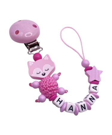 Personalized pacifier band with names for girls & boys |Many individual models |Personalized suckel chain with wishes (rosastern)