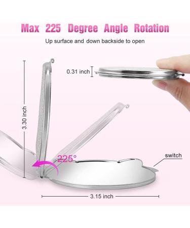 LucyPhy 2 Pcs Pocket Small Compact Mirror - Cute Kawaii Cat Design - Double Sided 2X 1X Magnifying Makeup Mirror for Women, Girls, Kids - Pink+Silver - Buy Online on GoSupps.com