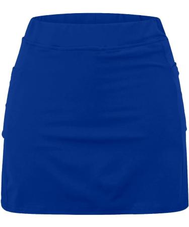 biJerou Women's Mid Waist Culottes Pants with Pockets - Solid Color Slim Tulle Skirts in Old Pink & Blue (4XL) - International Shipping Available - Buy Online on GoSupps.com