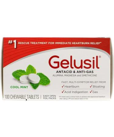 Gelusil Antacid/Anti-Gas Tablets Cool Mint 100 Tablets by Gelusil