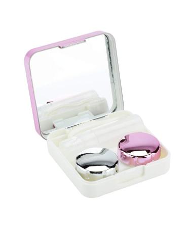 Mini Contact Lens Case Portable Contact Lens Container for Contact Lens and Travel Use(Rose Red)