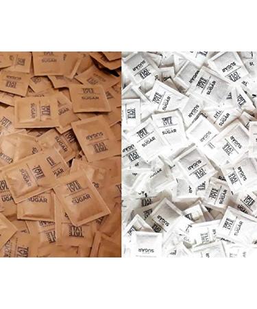 Mixed White and Brown Demerara Cane Sugar Sachets Individually Wrapped Pure Granulated (40 sachets) 40 Count (Pack of 1)