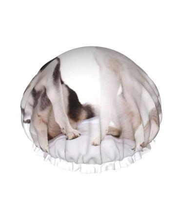 Husky Dogs Printed Shower Cap Bath Cap Waterproof Shower Caps Fits All Head Sizes All Hair Textures for Women Hair Bath Caps