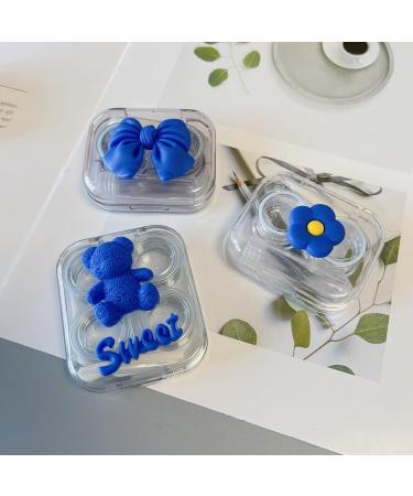 Lovely Flower Klein Blue Contact Lens Case | Mini Travel Set - Easy Pocket Container for Contacts - Buy Online on GoSupps.com