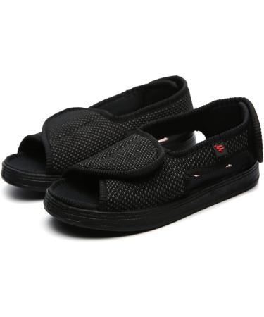 XINTU Adjustable Diabetic Sandals for Men Size 11 - Easy On/Off, Orthopedic Relief for Arthritis & Neuropathy - Black - Buy Online on GoSupps.com