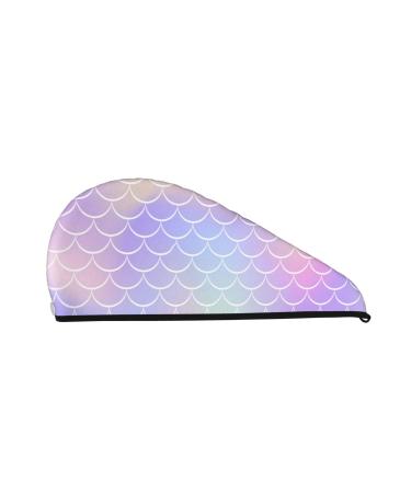Fish Scale1 Microfiber Hair Towel Soft Super Absorbent Hair Towel Wrap for Women Coral Velvet Quick Dry Hair Cap for Long Curly and Thick Hair