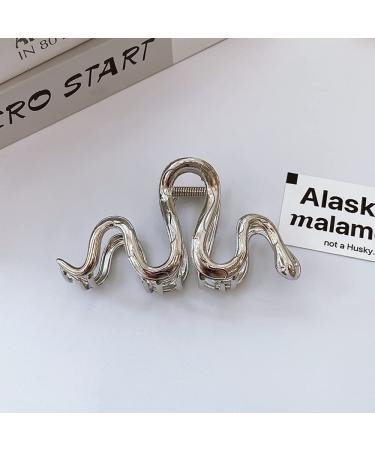 Silver Snake Hair Clips - Large Metal Hair Claw Accessories for Women & Girls (2Pcs) - Buy Online on GoSupps.com