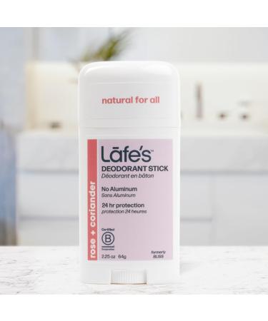 Lafe's Natural Deodorant | 2.25oz Aluminum Free Natural Deodorant Stick for Women & Men | Paraben Free & Baking Soda Free with 24-Hour Protection (Rose & Coriander 2.25oz) - Buy Online on GoSupps.com