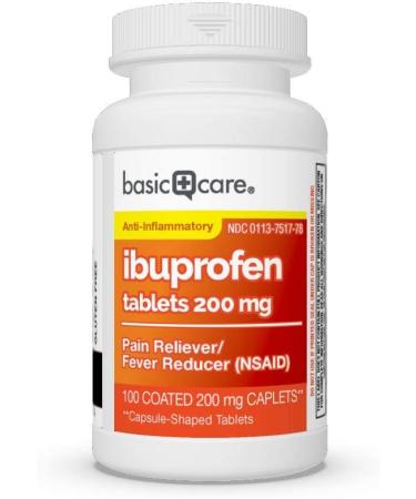 Amazon Basic Care Ibuprofen Tablets 200mg - Pain Reliever/Fever Reducer - 100 Count - Buy Online on GoSupps.com