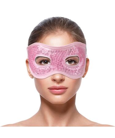 NEWGO Cooling Eye Mask Reusable Hot Cold Therapy Gel Eye Mask with Soft Plush Relief for Puffy Eyes Dark Circles Migraine Headache Sinus Pain - Pink