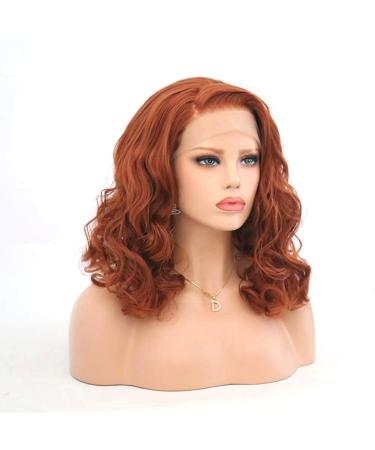 MARBER Red Curly Lace Wig | Short Wavy Lace Front Synthetic Wig for Women - Copper Red 14 Inch - Buy Online on GoSupps.com