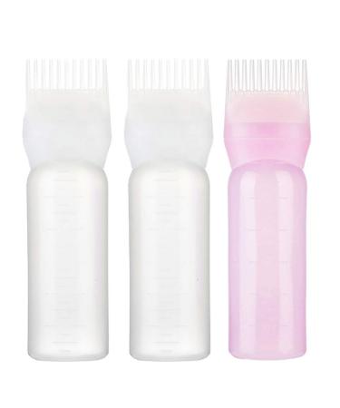 Minkissy root ridge applianter bottle 3 pieces hair dye shampoo comb bottle hair dye bottle hairdresser coloring styling tool for home hairdressing salon
