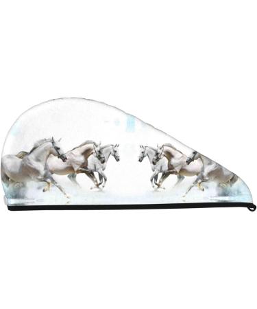 Running White Horses Microfiber Hair Towel | Soft & Super Absorbent Quick Dry Wrap for Long Curly Short & Thick Hair - Perfect for Women - Buy Online on GoSupps.com