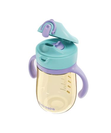 dodo papa Baby Hard Spout Cups Hard Spout Learner Cup PPSU Baby Cups Trainer Sippy Cup Toddlers Cups Baby Sippy Cup with Handle for Boy&Girl Baby Water Bottle 12 Months with Lid(6 Ounce Green