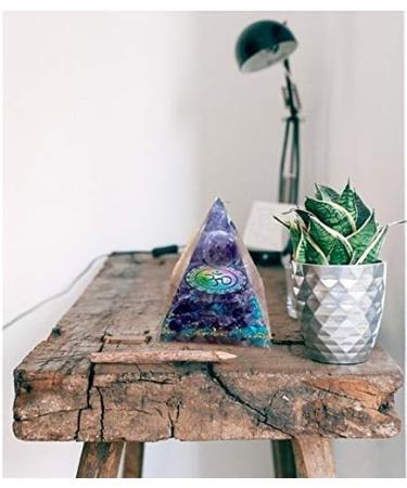 Jet Amethyst Ball Orgone Pyramid - 300g Aum Symbol - Chakra Balancing Gift with Free Crystal Therapy Booklet - Positive Energy & Harmony - Buy Online on GoSupps.com