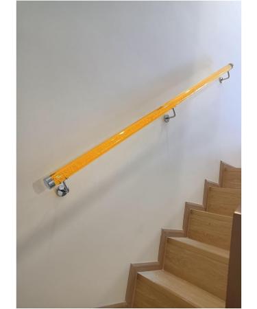 Stair Handrail Round Non-Slip Transparent Crystal Indoor Stair Corridor Clear Acrylic Stairs Handrail with Stainless Steel Brackets (Color : Gold Size : 3.2m/10.5ft) Silver 4m/13ft