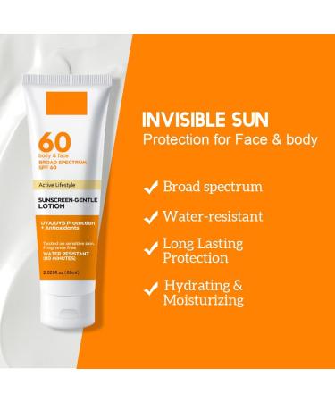 Sun Cream SPF 60 SPF Face Moisturiser Sunscreen For High Sun Protection SPF Moisturiser Waterproof Face Sunscreen Against UV Sunscreen For Sensitive Skin Invisible Fluid Sun Block Travel Suncream 60ml - Buy Online on GoSupps.com