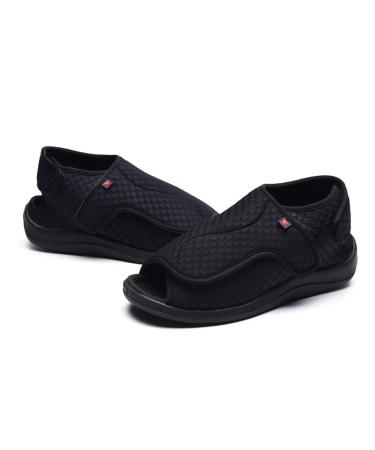 KXSM Adjustable Diabetic Slipper Shoes Extra Wide Surgery Recovery Shoe Comfy Open Toe Footwear Medical Rubber Mesh Soft Flat Slippers Elderly Arthritis Edema Orthopedic Shoes Black 39 39 Black
