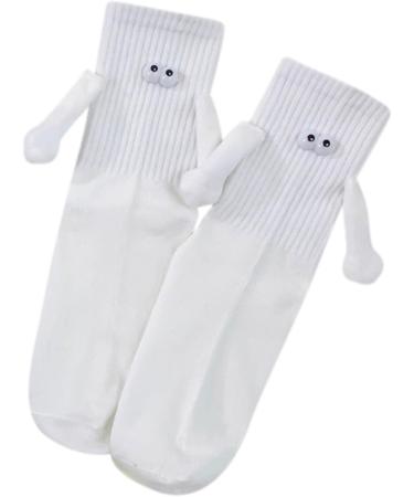 Funny Magnetic Suction Couple Socks - Hand in Hand Doll Black White Novelty Cartoon Socks for Men Women - Unisex Holding Hands Socks for Couples - Buy Online on GoSupps.com
