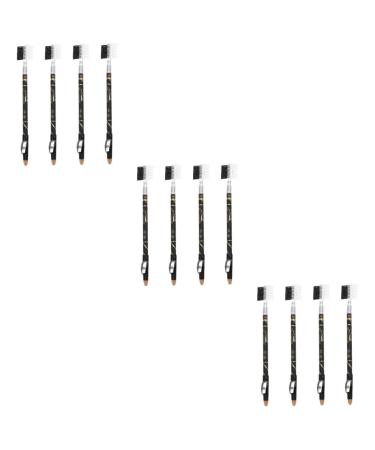 FOMIYES 12 Pcs Two-in-one Eyebrow Pencil Eyebrow Pen Black Eyeliner Makeup Eyebrow Pencils Tool Girl