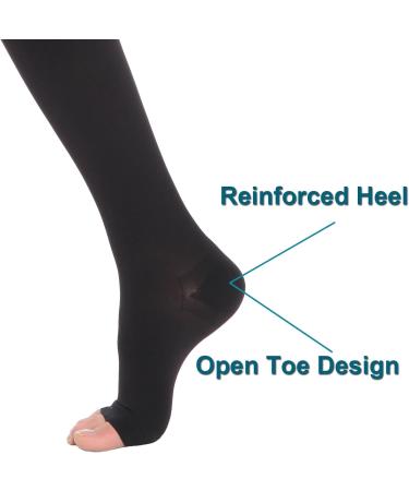 Open Toe Thigh High Compression Stockings 20-30 mmHg for DVT Varicose Veins & Edema Relief - X-Large Black Support Hose for Men & Women - Buy Online on GoSupps.com