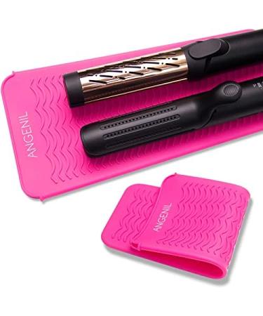 ANGENIL Silicone Mat Pouch for Professional Hair Straightener/Curling Iron 2 in 1 Titanium Ceramic Flat Iron/Curling Wand Pink - Buy Online on GoSupps.com