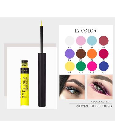 12 Colors Matte Liquid Eyeliner Set | Waterproof Neon Rainbow Eye Liners | Smudge-Proof Halloween Makeup Gift for Women - Buy Online on GoSupps.com