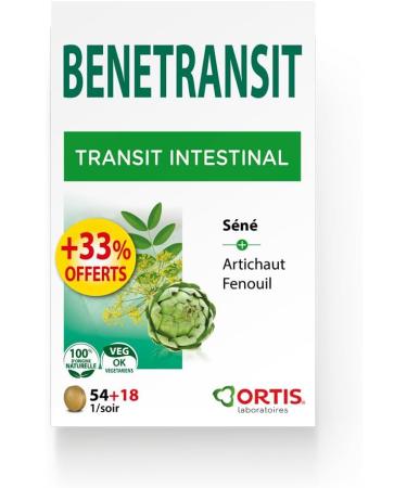 Ortis - Benetransit Promopack +33% Offered 72 Tablets - Food Supplement to Promote Intestinal Transit and Facilitate Digestion - Slow Transit - 100% Natural with Sene and Artichoke - Buy Online on GoSupps.com