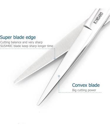 Kinsaro 6 Professional Hair Shears - Silvery Barber Scissors with Convex Edge 440C for Precision Hair Cutting - Buy Online on GoSupps.com