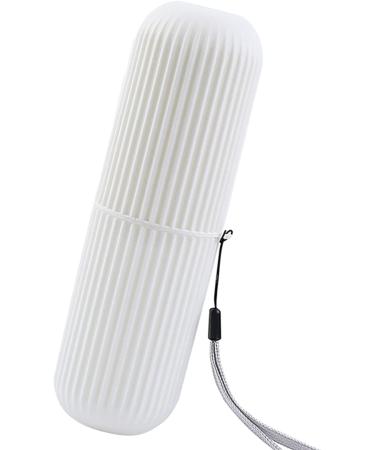Buy Travel Toothbrush Cup & Case | Portable Non-Slip Toothbrush Holder with Lid - White | Ideal for International Travel - Buy Online on GoSupps.com