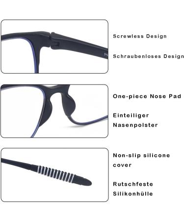 Mcoorn Reading Glasses 2 Pack - Flexible Lightweight Anti-Blue & Anti-Reflective for Men & Women with Case - 2 Black 2.5x - Buy Online on GoSupps.com