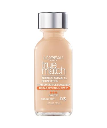 L'Oreal Paris Makeup True Match Super-Blendable Liquid Foundation, Natural Buff N3, 1 Fl Oz,1 Count Light Medium N3 NATURAL BUFF 1 Fl Oz (Pack of 1)