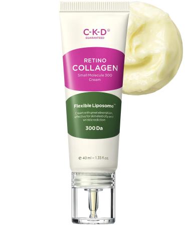 CKD RETINO Retinal and Collagen Molecule 300 Anti-Wrinkle Firming Face Cream 40ml (1.35 fl.oz.) - Low Molecular Weight Water Soluble Collagen (53%) Day & Night for Saggy Skin Reduces Fine Lines