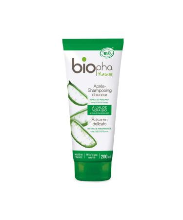 Biopha Nature – Gentle Conditioner for all hair types – Aloe vera, sweet almond & organic argan oil – Softened and shiny hair – A 200ml tube