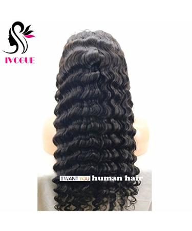 Long Deep Wave Mongolian Virgin Human Hair Full Lace Wigs | Free Part Lace Front Wigs with Bleached Knots & Baby Hair (20") - Shop Internationally - Buy Online on GoSupps.com