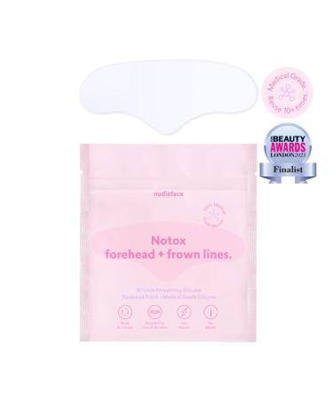 Notox Forehead + Frown Lines - Nudie Face - 100% Medical Grade Silicone Wrinkle Patch - Reusable Silicone Face Patch To Reduce Fine Lines and Wrinkles - Wrinkle Smoothing - Fast Results