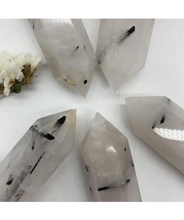 ERNZI Natural Tourmaline Black Hair Quartz Point Wand - 40-60mm Reiki Crystal for Healing & Energy - Buy Online on GoSupps.com