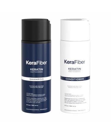 Keratin Hair Thickening Shampoo & Conditioner | Enriched with Aloe Vera Coconut Oil | Promotes Natural Hair Growth | Free of Parabens | Fragrance & Cruelty Free - 8 Fl Oz (250 Ml)