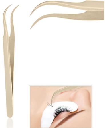 Shenruifa 8-Part Eyelash Extension Tweezers Set | Stainless Steel Curved & Straight Tweezers | Beauty Tools | Mother-of-Pearl Gold Finish - Buy Online on GoSupps.com